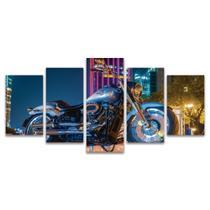 Quadro Mosaico Decorativo Moto Vintage Harley Esportiva Noite