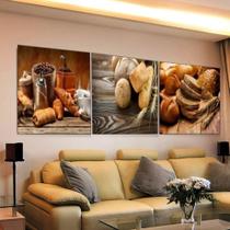 Quadro Mosaico Decorativo Pão, Café, Padaria 180x60