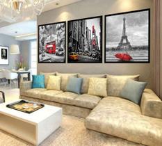 Quadro Mosaico Decorativo Paris, Londres, New York 120x60