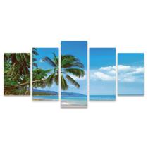 Quadro Mosaico Decorativo Praia Azul Céu Coqueiro Litoral Paisagem