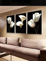 Quadro Mosaico Flor Copo De Leite Kit 3peças 120x60