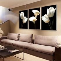 Quadro Mosaico Flor Copo De Leite Kit 3peças 120x60