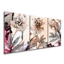 Quadro Mosaico Flores Peonia Para Sala Quarto Abstrato Canvas - IQ Quadros