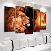 Quadro Mosaico Gigante 5 peças 90x190 Leão Judá Cristo Evangélico Quadro Mosaico Gigante 5 peças 90x190 Leão Judá Cristo Evangélico