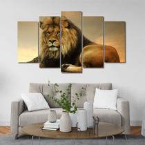 Quadro Mosaico Leão Deitado / 5 Peças - 3D Quadro Mosaico Leão Deitado / 5 Peças - 3D