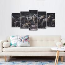 Quadro Mosaico Lobos Alcateia Para Quarto Sala 5 Peças