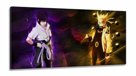 Quadro Mosaico Para Quarto Naruto e Sasuke Uchiha em Tecido Canvas 130x60