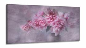 Quadro Mosaico Para Sala Hall Rosas Flores-rosa Romance Flor em Tecido Canvas 130x60