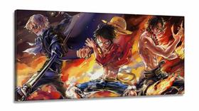 Quadro mosaico Sabo Luffy Ace One Piece arte em Tecido Canvas 130x60