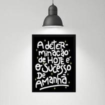 Quadro Motivacional Determinação Sucesso 24X18Cm - Com Vidro