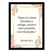 Quadro Motivacional "Deus é a nossa fortaleza e refúgio."