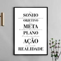 Quadro Motivacional Plano Ação Realidade 45x34cm - com vidro