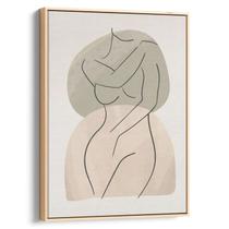 Quadro Mulher Abstrata em Curvas e Tons Suaves