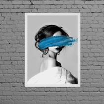 Quadro Mulher Abstrato Azul 33x24cm - com vidro