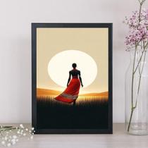 Quadro Mulher Africana Ao Por Do Sol 45X34Cm