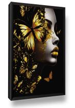 Quadro Mulher Borboleta Metamorfose Moldura Quarto