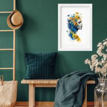 Quadro Mulher Borboletas Azul Amarelo - 60x48cm Quadro Mulher Borboletas Azul Amarelo - 60x48cm