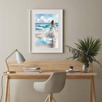 Quadro Mulher Caminhando Praia - 60X48Cm Quadro Mulher Caminhando Praia - 60X48Cm