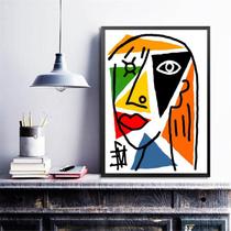 Quadro Mulher Colorida Geométrico Abstrato 33x24cm