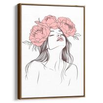 Quadro Mulher com Flores e Sussurros de Pétalas