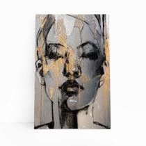 Quadro Mulher Dourada Desenho Artístico Canvas 60x40cm