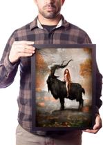 Quadro Mulher E Bode Negro Arte Obscura Decoração