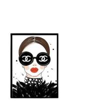 Quadro Mulher Fashion Óculos De Marca 33X24Cm - Com Vidro