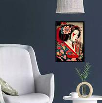 Quadro Mulher Gueixa 33x24cm - com vidro