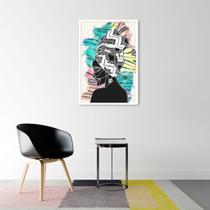 Quadro Mulher Negra Cores 100x70 Caixa Branco Moldura Caixa, Branca
