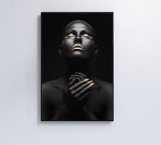 Quadro mulher negra dourado contraste Quadro mulher negra dourado contraste