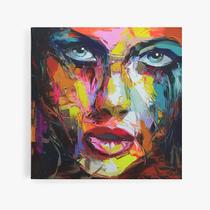 Quadro Mulher Pintura Colorido Pinceladas Canvas 80X80Cm Quadro Mulher Pintura Colorido Pinceladas Canvas 80X80Cm