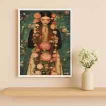 Quadro Mulher Primavera 24x18cm Mold Branca Vidro
