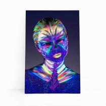 Quadro Mulher Tinta Neon Colorida Quadro Canvas 60X40Cm Quadro Mulher Tinta Neon Colorida Quadro Canvas 60X40Cm