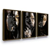 Quadro Mulheres Negra Dourado Luxo Estética Hall Salão