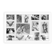 Quadro Multifotos 50x80 com 15 Molduras para Fotos com Vidro e Paspatur para Sala Escritório Banheiro