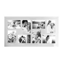 Quadro Multifotos 60x40 com 8 Molduras para Fotos Tamanho 10x15 com Vidro e Paspatur para Sala Quarto Hall