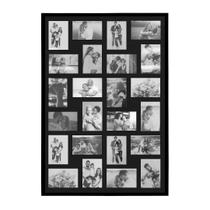 Quadro Multifotos 60x90 com 24 Molduras para Fotos Tamanho 10x15 com Vidro e Paspatur para Quarto Estúdio Hall