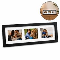 Quadro mural multifotos 55x18 moldura madeira preta porta retrato 3 fotos painel decorativo mesa parede reforcado Quadro mural multifotos 55x18 moldura madeira preta porta retrato 3 fotos painel decorativo mesa parede reforcado