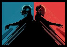 Quadro Musical Daft Punk Moldura 42x29cm