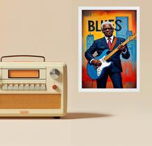 Quadro Músico Blues - Homem Com Guitarra 24X18Cm
