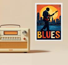 Quadro Músico Blues - In The City 24X18Cm