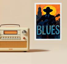 Quadro Músico Blues - Vintage 24X18Cm