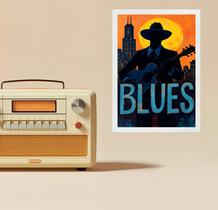 Quadro Músico Blues - Vintage 33x24cm