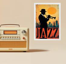Quadro Músico Jazz - Homem Com Trompete 24x18cm Quadro Músico Jazz - Homem Com Trompete 24x18cm