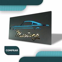 Quadro Mustang 23x45 Cm Preto / Azul Esp / Dourado Quadro Mustang 23x45 Cm Preto / Azul Esp / Dourado