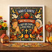 Quadro Não é Sorte São Meus Pais 33x33cm Mold Preta Quadro Não é Sorte São Meus Pais 33x33cm Mold Preta