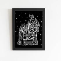 Quadro Nascimento De Jesus Cristo Moldura Preta 60X40Cm