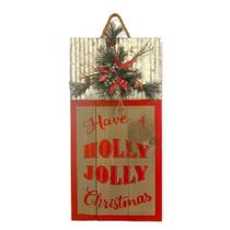 Quadro Natalino em Madeira Holly Jolly Christmas Quadro Natalino em Madeira Holly Jolly Christmas