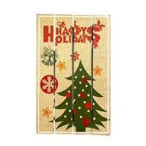 Quadro Natalino Happy Holiday Arvore e Bolas 42cm