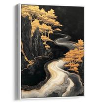 Quadro Natureza Eterna Fluindo em Trilhas de Ouro